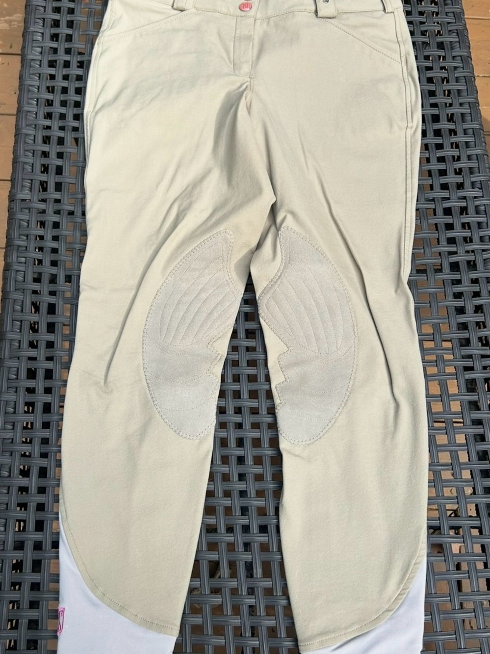 Women’s Symphony Tredstep Beige equestrian riding pants leather Knee Patch 28R